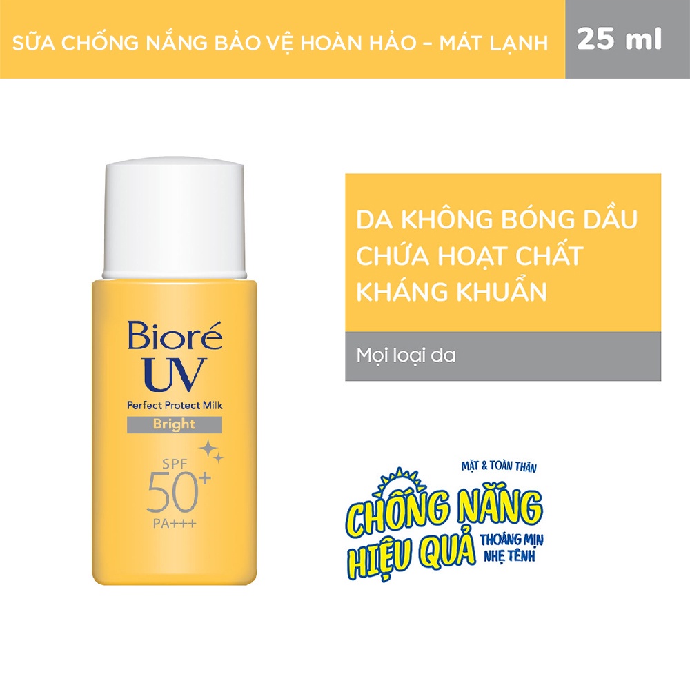 Bioré Sữa Chống Nắng Bảo Vệ Hoàn Hảo TRẮNG MỊN NGỌC TRAI Biore UV SPF50+/PA+++ 25ML