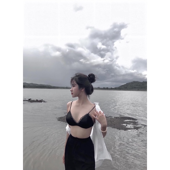 Áo lót bralette satin ren F2-04