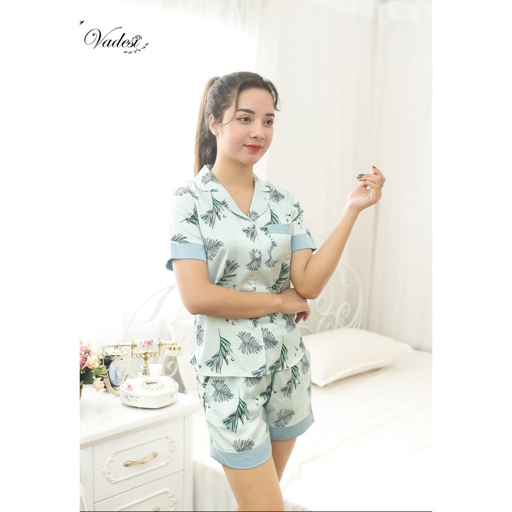 Bộ Đồ Ngủ Pijama Nữ Quần Đùi Tay Ngắn Lụa Cao Cấp Mặc Nhà Họa Tiết Đẹp Mềm Mịn Thấm Hút Thoáng Mát – VADESI