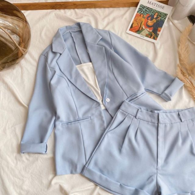 Set vest xanh 3 món