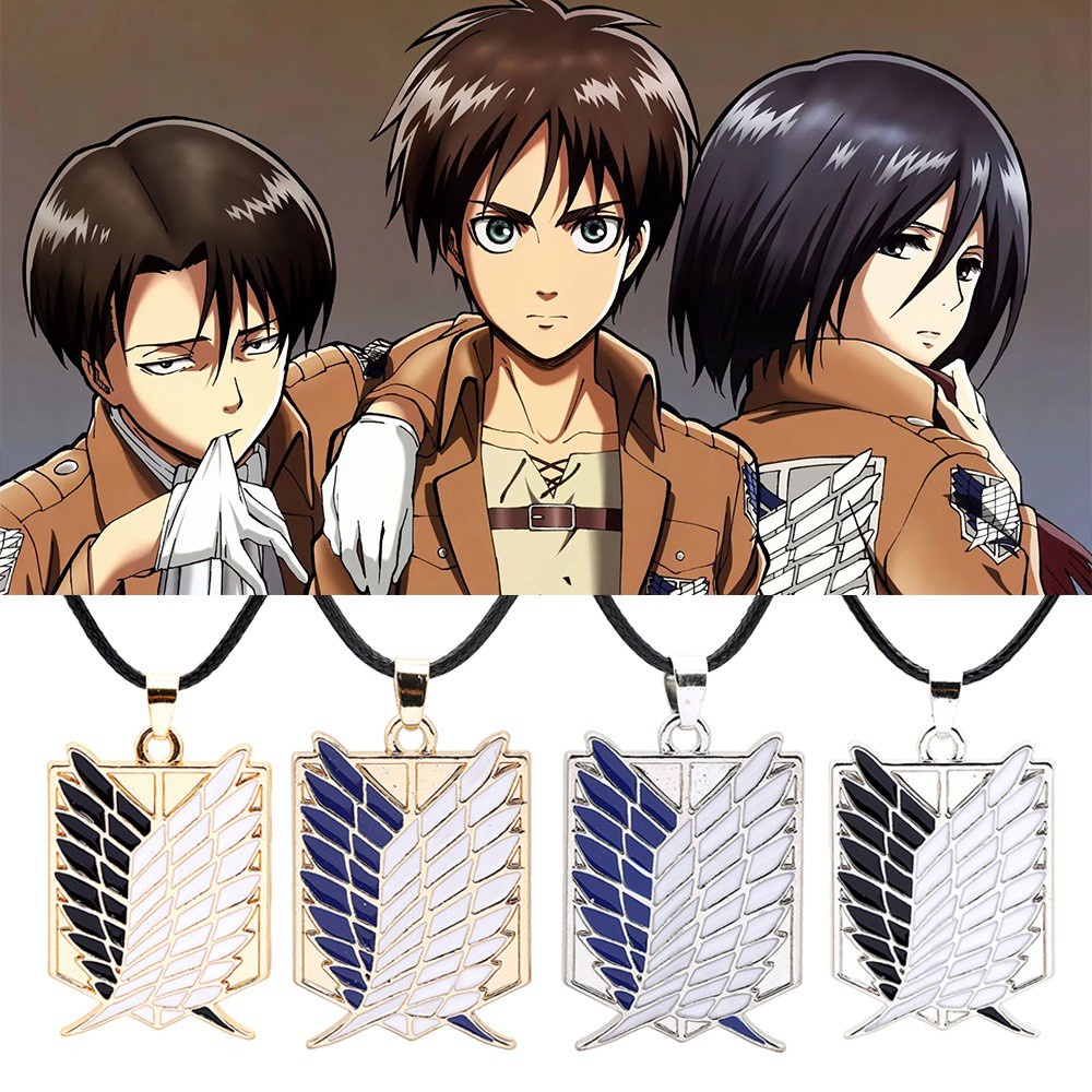 MXMUSTY Unisex Giant Survey Corps Necklaces Metal Cosplay Jewelry Anime Attack on Titan Necklaces Wings Of Liberty PU Leather Chain Recon Corp Badge Cartoon Freedom Wings Pendant Necklaces/Multicolor