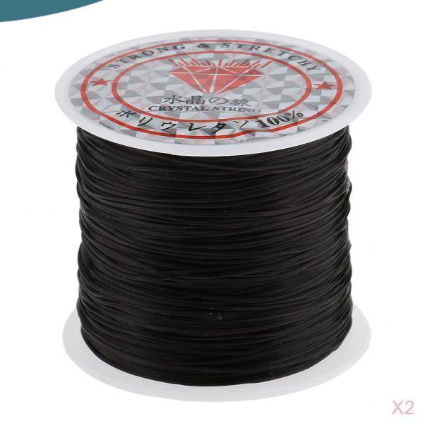 Set 2 Cuộn Chỉ Đen Co Giãn Để Nối Tóc Giả Trang Trí Cho Salon