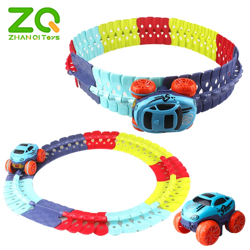 Set đồ chơi lắp ráp ZHAN QI TOYS mô hình đường ray xe lửa có đèn chiếu sáng giáo dục cho bé 49/ 97 mảnh