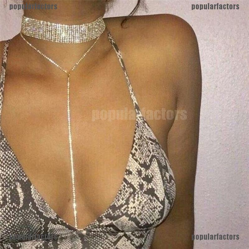 Vòng cổ choker đính đá pha lê nhân tạo thời trang