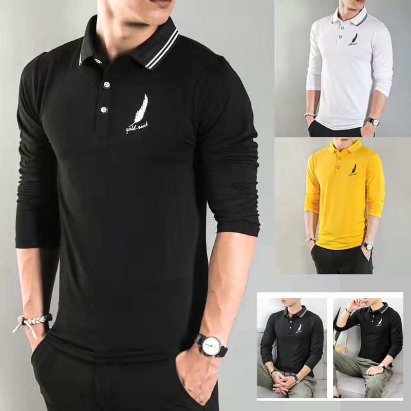 Áo thun polo tay dài thời trang trẻ trung cho nam kiểu Hàn Quốc