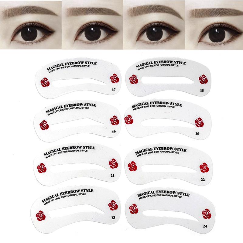 Reusable Eyebrow Stencils 24PCs Shaping Grooming Brow Template Make Up