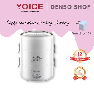 Hộp cơm cắm điện 3 tầng Yoice Y-DFH3, 2.0 lít, inox 304, nấu chín cơm, hâm nóng, giữ nhiệt, hộp cơm văn phòng, cặp lồng