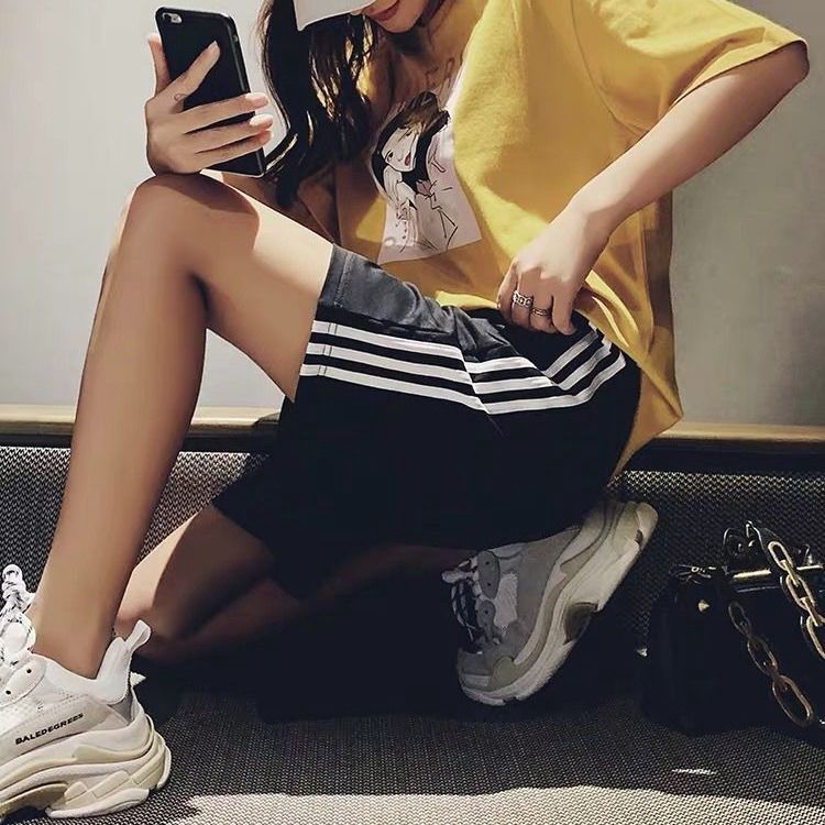 Ready Women with Neck Short Pants Fashion Casual Sports Wide Sports Shorts Large Joggers Five Points Casual Pants