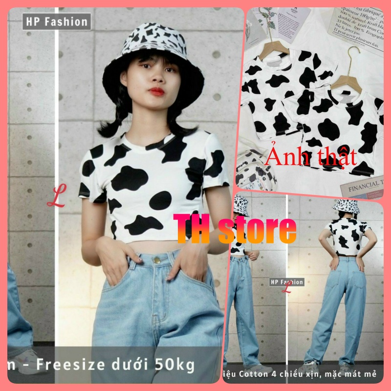 Áo croptop nữ, croptop ôm tay ngắn con bò sữa