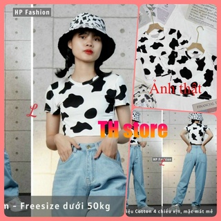 Áo croptop nữ, croptop ôm  tay ngắn con bò sữa