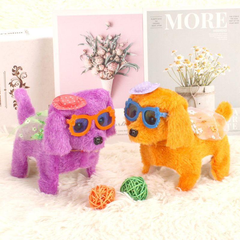 Đồ chơi chó bông biết đi chuyển sủa mắt sáng quẫy đuôi