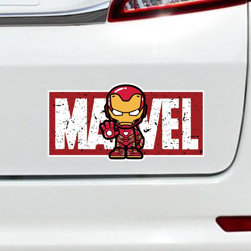 Miếng Dán 20x10cm Họa Tiết Ironman Spiderman Marvel Trang Trí Xe Hơi