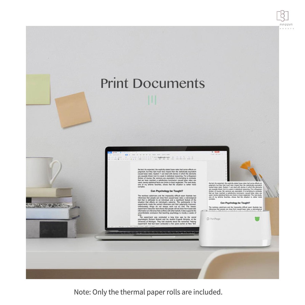 Cuộn giấy dán nhiệt 107x30mm không dính BPA chống nước chống dầu mini BT 3 cuộn cho máy in PeriPage A9 Max/A9s Max