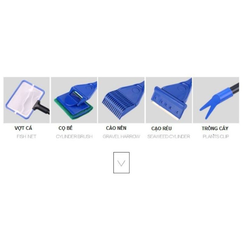 Bộ Vệ Sinh Bể Cá Đa Năng 5 trong 1 Vợt - Vệ Sinh - Cọ - Làm Sạch Bể Cá | dụng cụ chăm sốc bể cá hồ thuỷ sinh