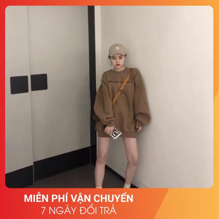 [Ảnh thật cuối] Áo Nỉ Nâu 24 April Nữ [FREESHIP]  Sweater form rộng tay bồng, revue hoodie in hình cá tính Ulzzang