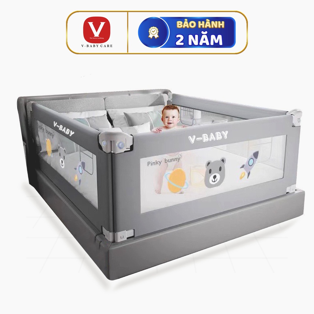 Thanh Chắn Giường Cao Cấp V-Baby N1S Model 2022 Nâng hạ 1 bên & V-BABY N1