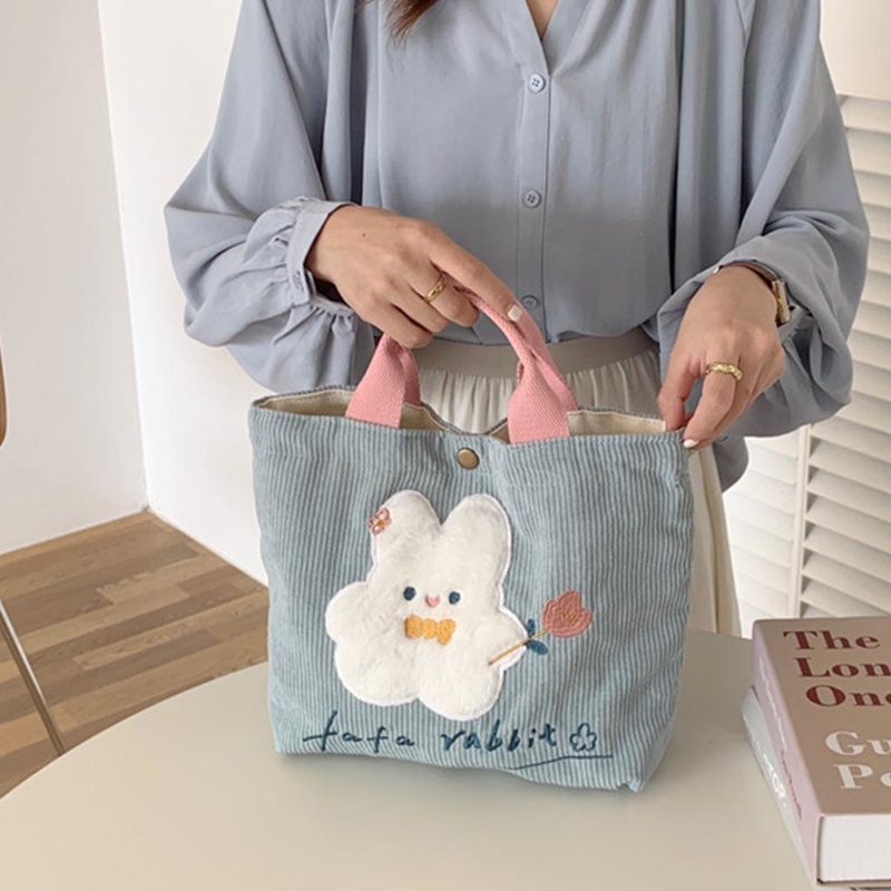 Túi Tote Vải Nhung Có Tay Cầm Đựng Đồ Ăn Trưa Tiện Dụng