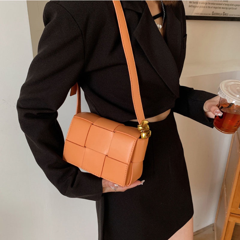 Túi đeo chéo IELGY dáng vuông nhỏ thiết kế dệt thủ công thời trang đơn giản dành cho nữ