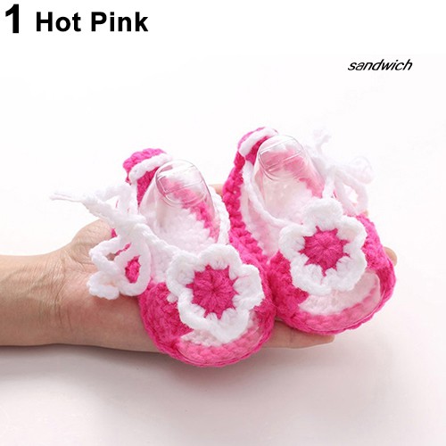 Đôi giày dệt kim cotton tập đi xinh xắn dành cho bé gái sơ sinh