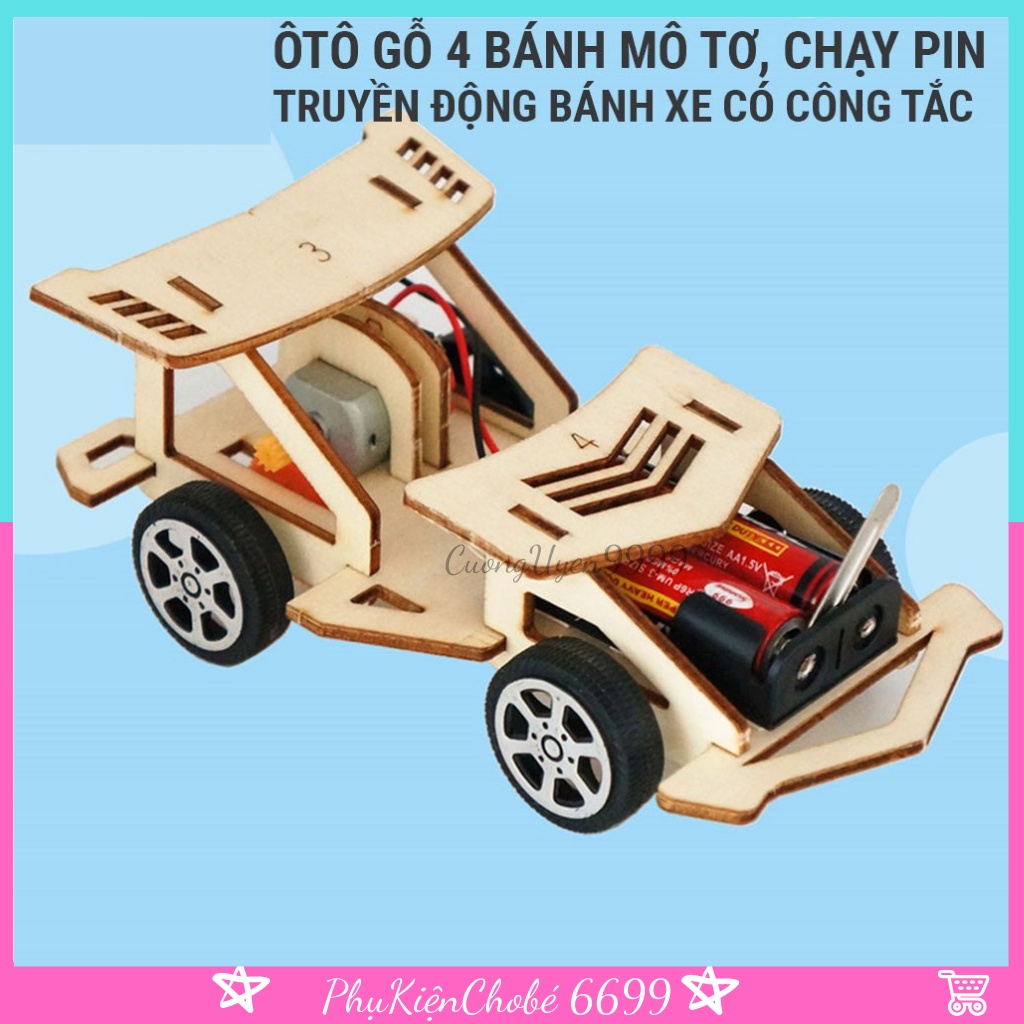 Đồ chơi sáng tạo STEM Ô tô đồ chơi gỗ động cợ truyền động ST3 Đồ chơi DIY Do it Yourself Giáo dục STEM STEAM