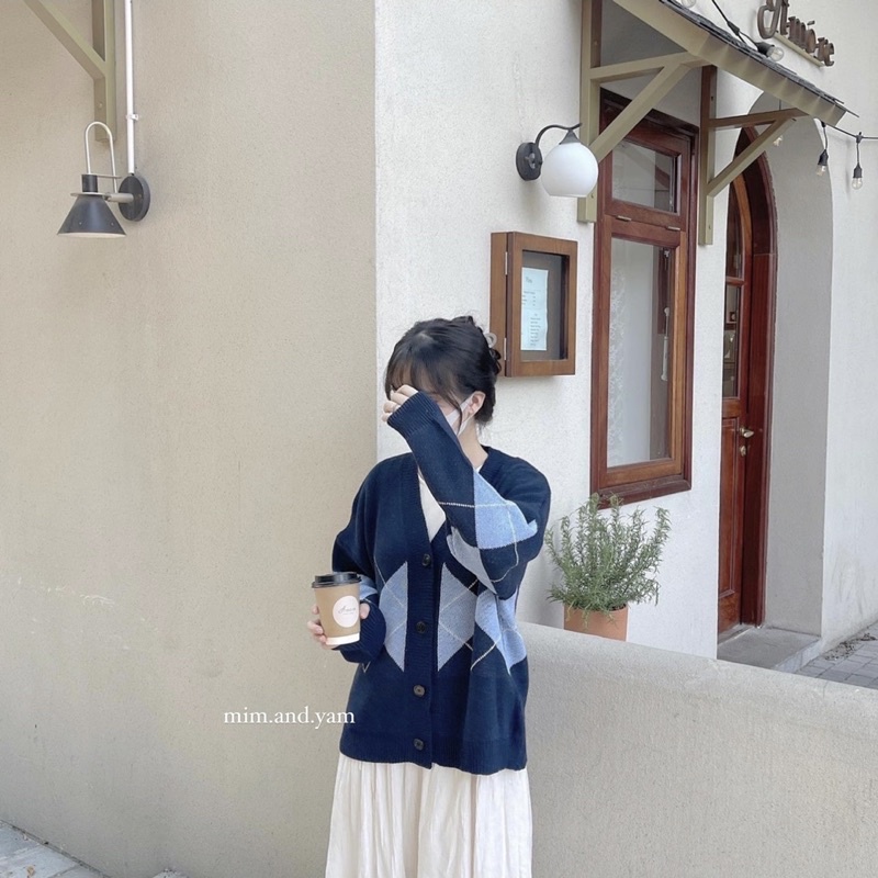 Cardigan quả trám 2 màu