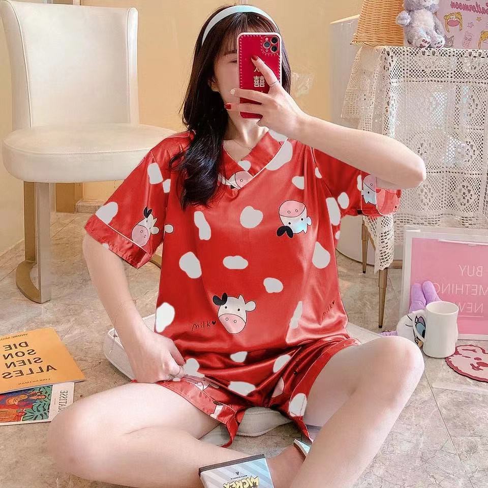 Bộ đồ ngủ bằng lụa satin in họa tiết hoạt hình dễ thương cho bạn gái Size M-Xxl | BigBuy360 - bigbuy360.vn