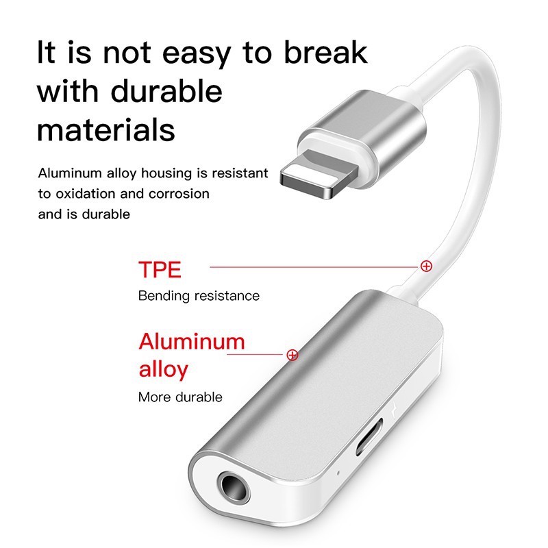 Cáp jack chuyển đổi Lightning sang lightning + 3.5mm CALL50S Baseus Hàng Chính Hãng