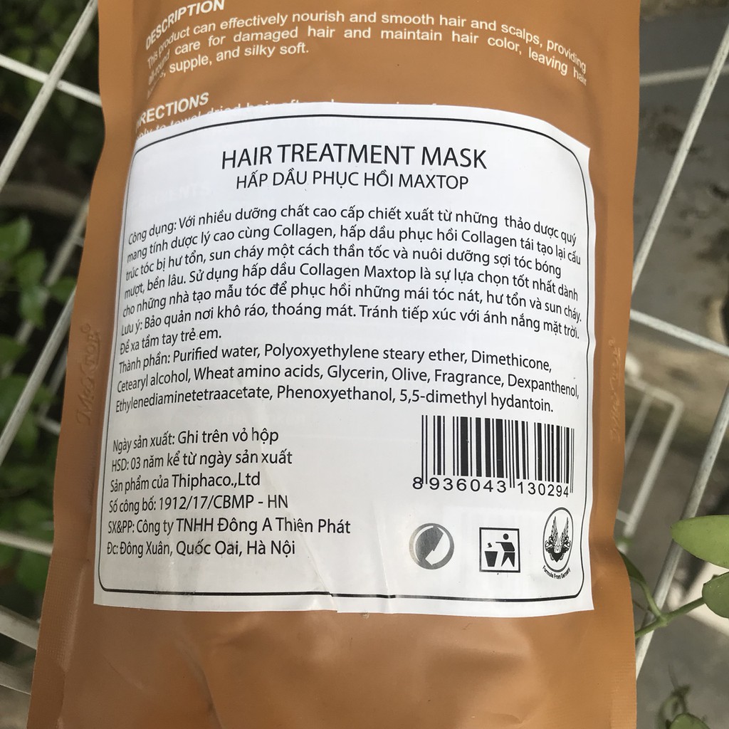 Hấp phục hồi collagen 1 phút Collagen Keratin Hair Treatment Mask MAXTOP 500ml