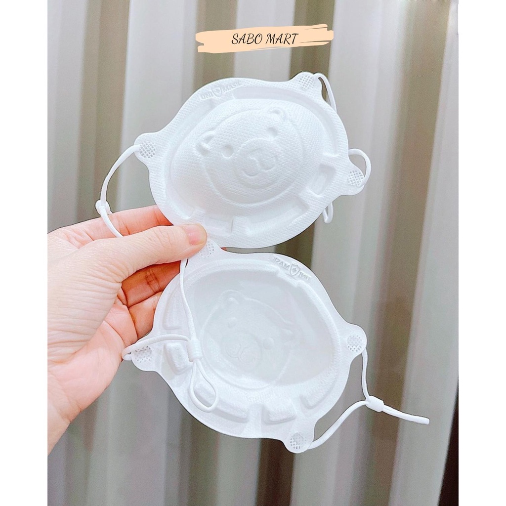 Set 3 Khẩu Trang Hình Gấu 3D UNI MASK Cho Bé 0-2 tuổi Siêu Kháng Khuẩn Chống Bụi Mịn - SABOMART