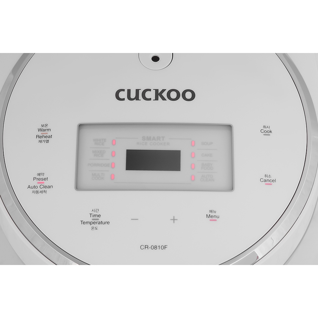 Nồi cơm điện tử Cuckoo CR-0810F 1.44 lít 890W chất liệu lòng nồi hợp kim nhôm phủ chống dính - Chính hãng BH 24 tháng