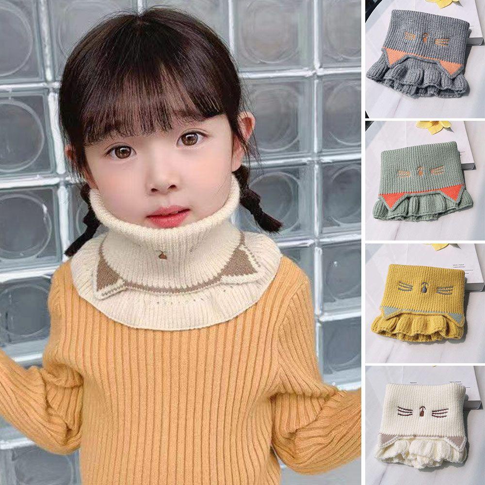 Khăn Choàng Cổ Bằng Len Dệt Kim Chống Gió Ấm Áp Dễ Thương Có Thể Tháo Rời Giữ Ấm Mùa Đông Cho Bé Trai Bé Gái yve
