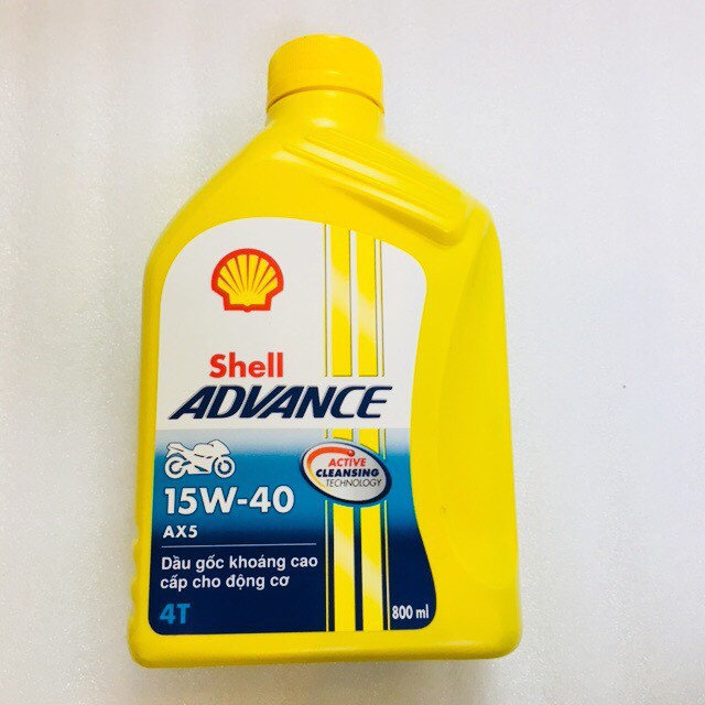 NHỚT SHELL ADVANCE AX5 15W-40 0,8L (Nhớt xe số)