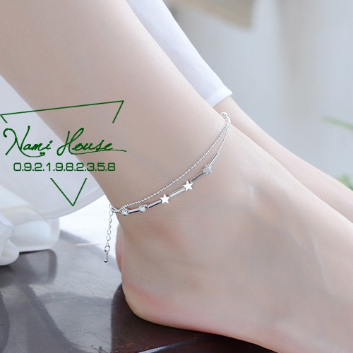 Lắc chân nữ nhiều ngôi sao xi bạc 925 trắng sáng dễ thương - namimi