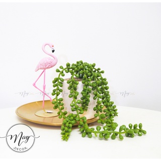 Chậu cây giả,Chậu cây sen đá chuỗi ngọc giả cao cấp dài 22cm