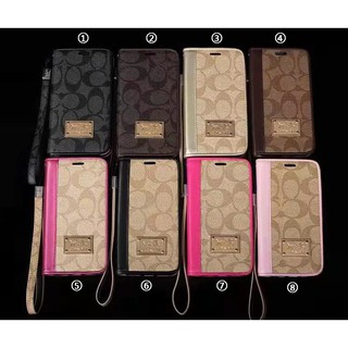 Bao da điện thoại nắp gập in logo Coach cao cấp cho  iPhoneXsMax Xr Xs i6/7/8 Plus
