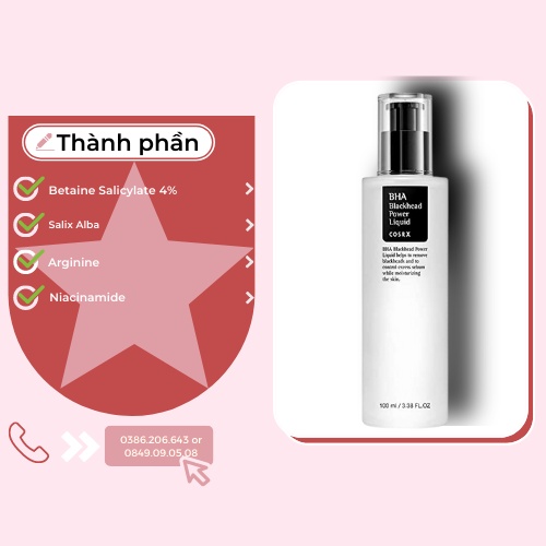 Tẩy Da Chết Hóa Học Cosrx BHA Blackhead Power Liquid, Tẩy Tế Bào Chết Cosrx 100ML TDC1034