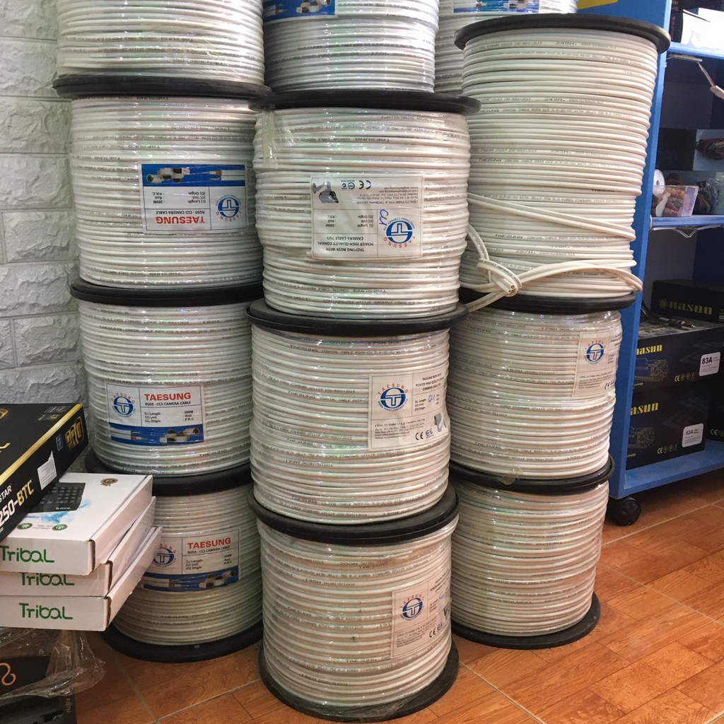 Cáp đồng trục liền nguồn RG59 TAESUNG cuộn 200M