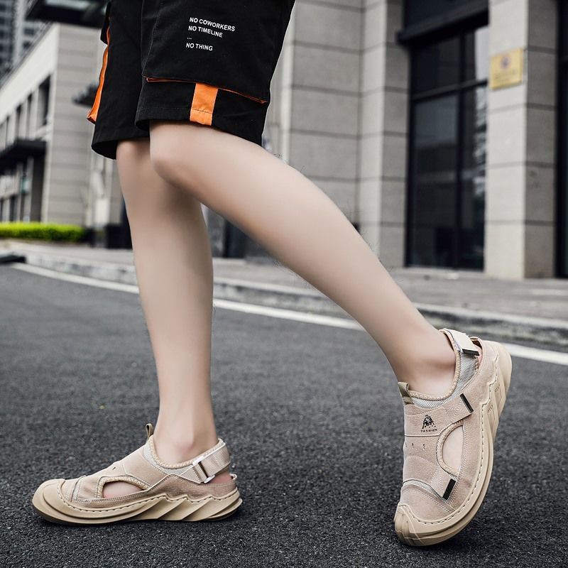 dep Lê✢▥Summer Baotou Men’s Sandals Hàn Quốc Xu hướng ngoài trời Dép đi biển Wild Casual Sports Outdoor trong nhà