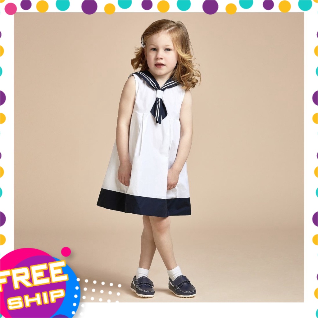 Váy thủy thủ cho bé 3-12 tuổi sát nách Jam & Jenny, Đầm sát nách bé gái chất cotton poplin siêu xịn sò thoáng mát