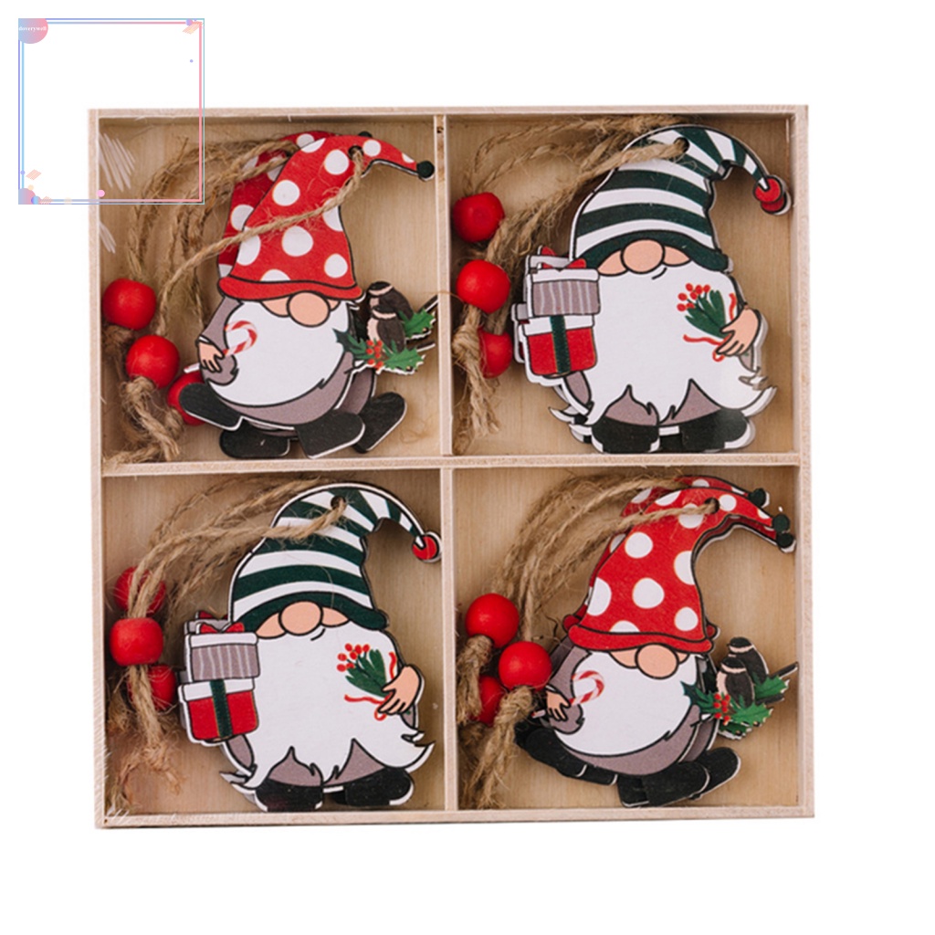 Bộ 12 Miếng Gỗ Hình Ông Già Noel Treo Trang Trí Xe Hơi
