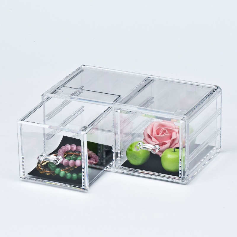 Hộp Đựng Mỹ Phẩm Trong Suốt Cỡ Lớn Có Thể Xếp Chồng Lên Nhau Tiện Dụng