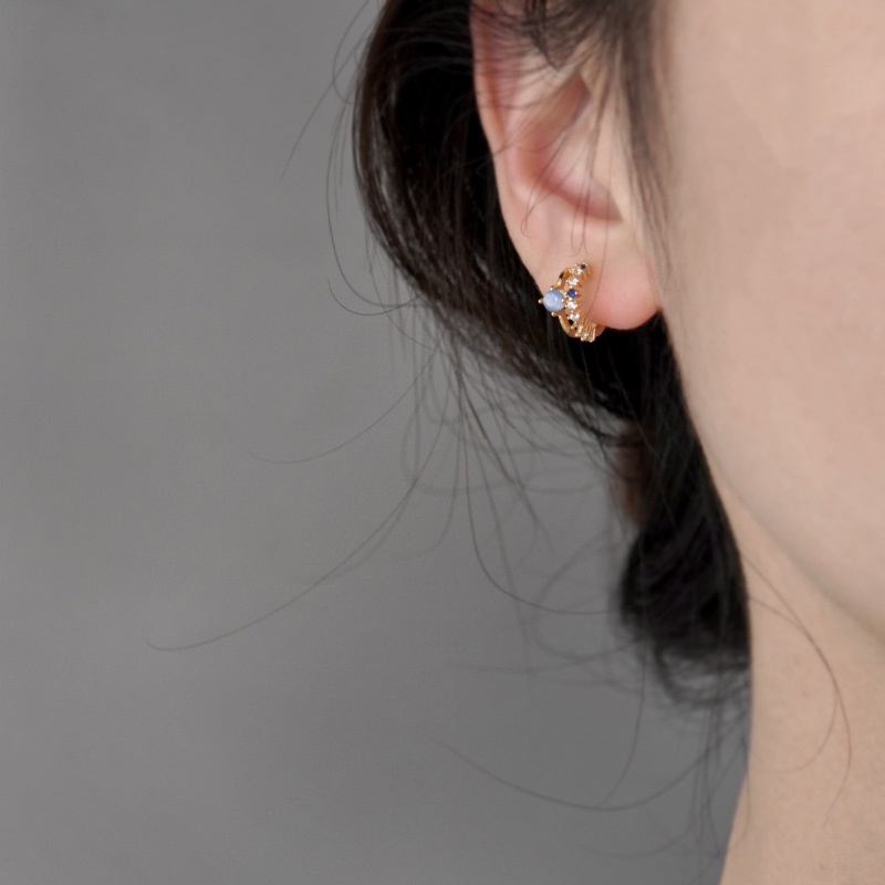 2022 Bông Tai Đá Opal Màu Xanh Nhỏ Lãng Mạn