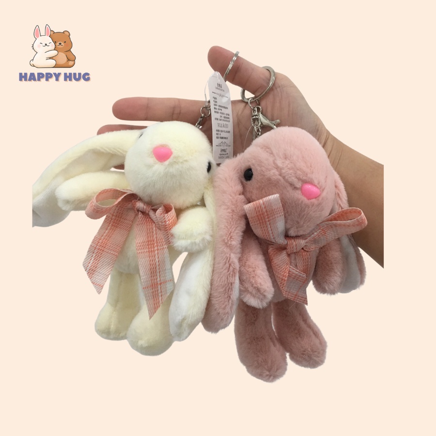 Móc khóa thỏ bông cao cấp size 18cm lông nhung mịn cao cấp - Happy Hug