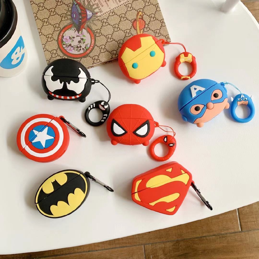 Vỏ Bảo Vệ Hộp Sạc Tai Nghe Airpods 3 Pro Bằng Silicon Mềm Hình Marvel Iron Man Spider Man