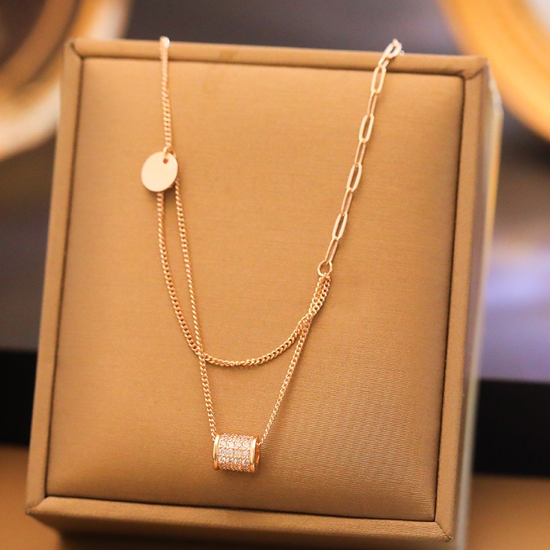 [Jiudolan] Dây Chuyền Đôi Eo Nhỏ Đính Đá Zircon Màu Vàng Hồng Tinh Tế Dễ Phối Đồ