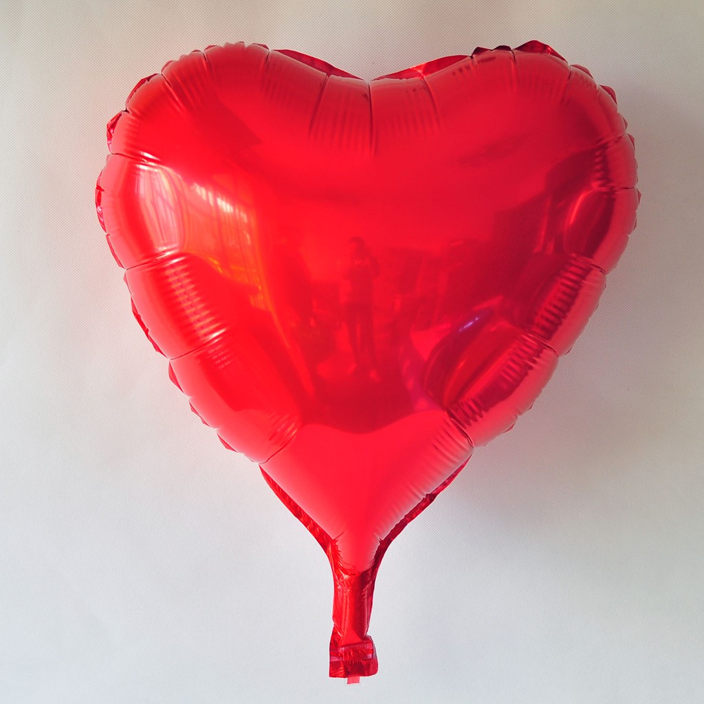 Bong bóng kiếng Trái tim đơn size 40cm Bong bóng kiếng màu đen , đỏ, hồng, vàng, bạc - silver red Heart Foil balloon 18'