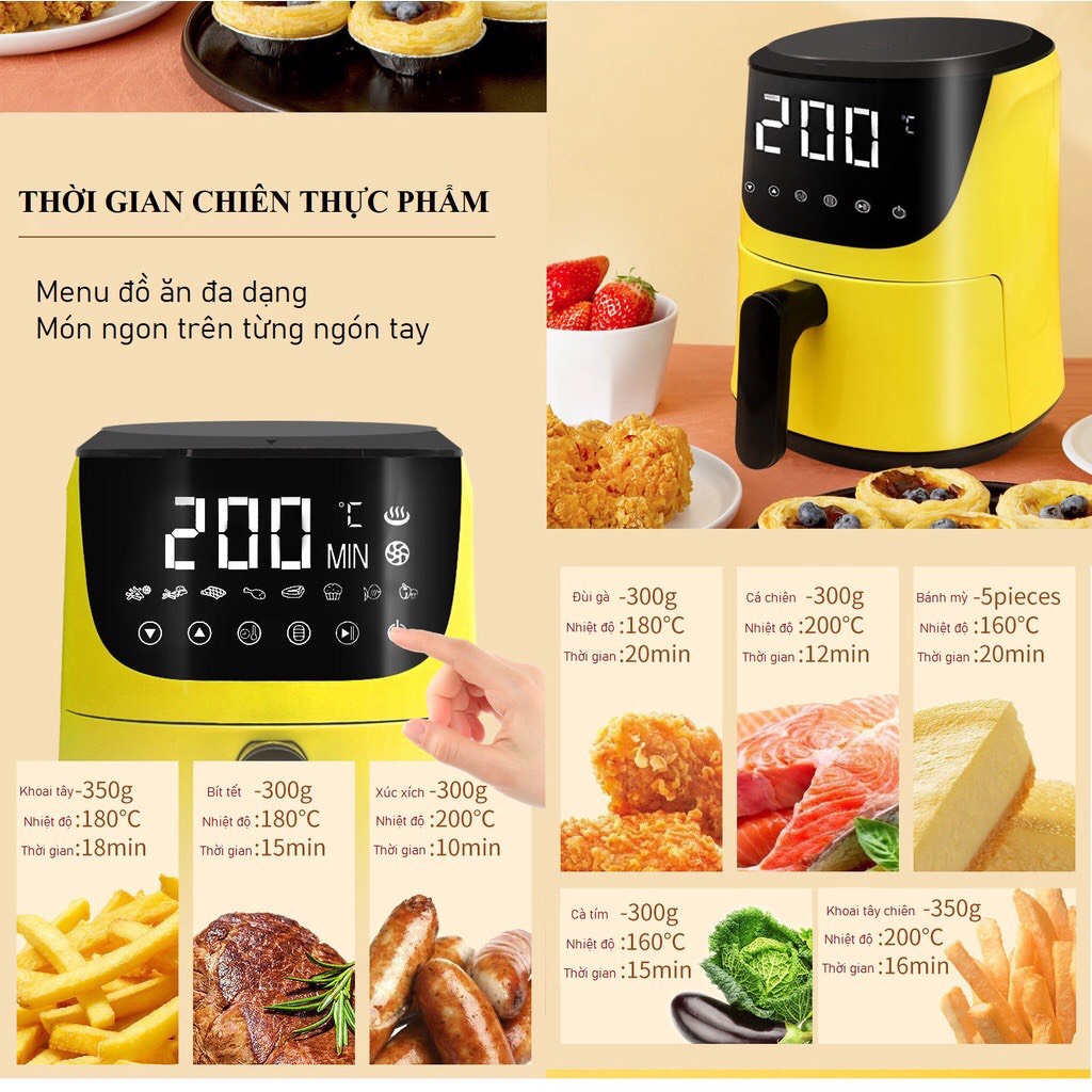 Nồi chiên không dầu , Nồi chiên Cát Á công suất 1400W - Dung tích 5L - cơ , cảm ứng đa chức năng , Bảo hành 12 tháng