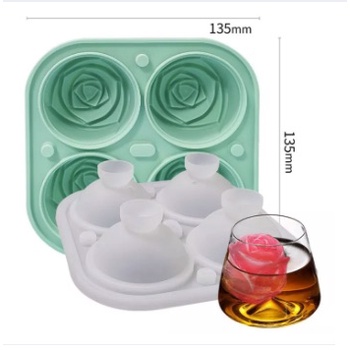 Khay làm đá bằng Silicone hình hoa hồng tiện lợi