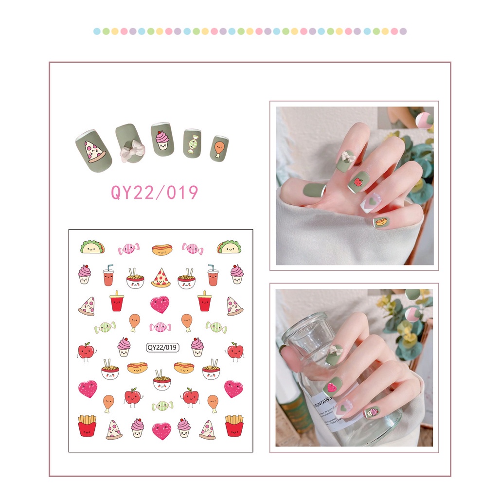 Tờ miếng dán trang trí móng tay nghệ thuật kiểu dáng nhân vật hoạt hình phong cách Hàn Quốc đáng yêu