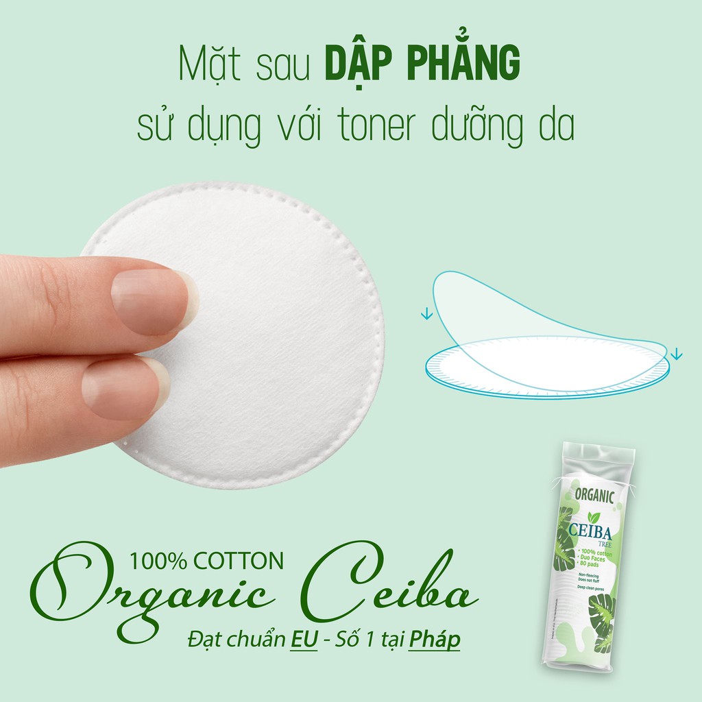 Bông tẩy trang Ceiba 100% cotton organic (80140 Miếng)